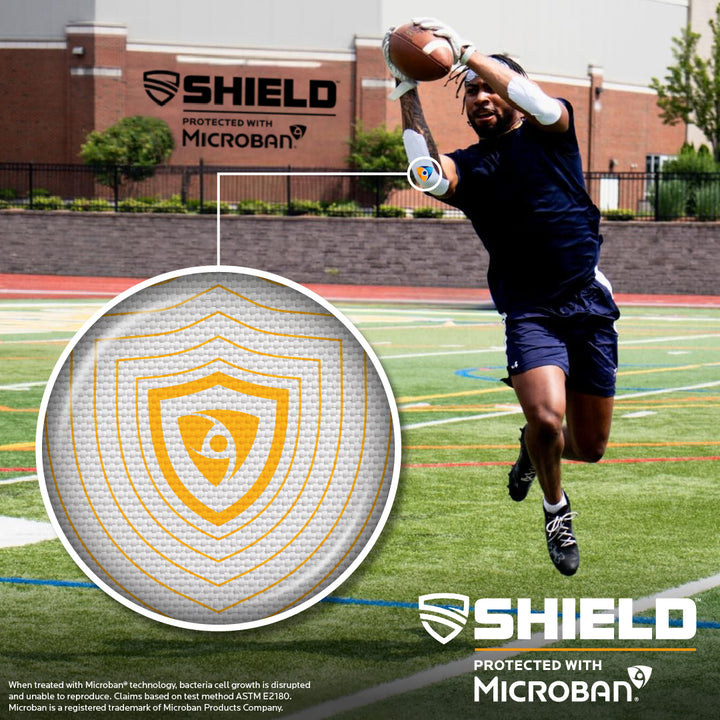 SHIELDTurf Tape FRESH, Built-In Microban Antimicrobial Protection, 4-Way Stretch, Extra Wide, Waterproof, Pro Football Arm Tape (White)
