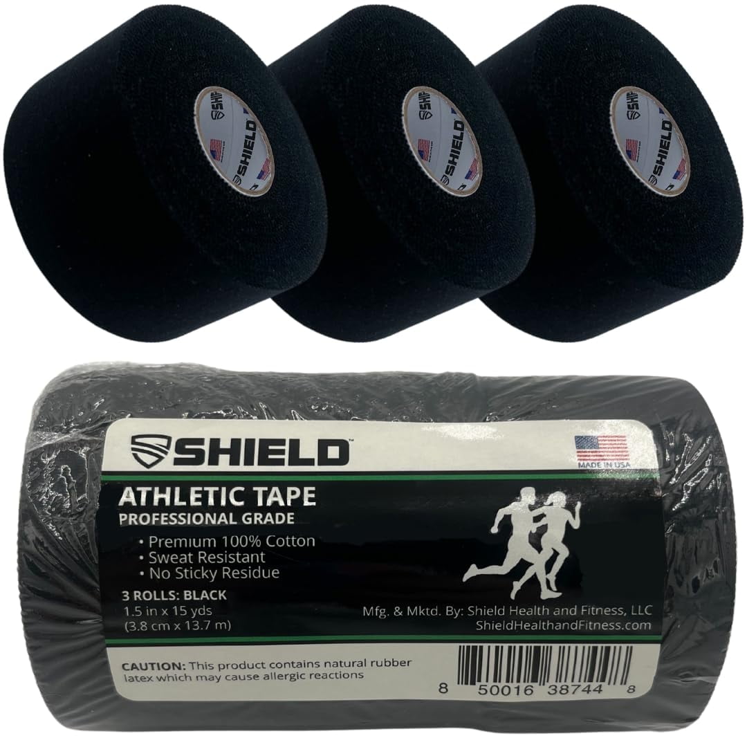SHIELD Athletic Tape 3 - Pack | 1.5 Inches x 15 Yards | Made in USA - Shield Health &amp; Fitness