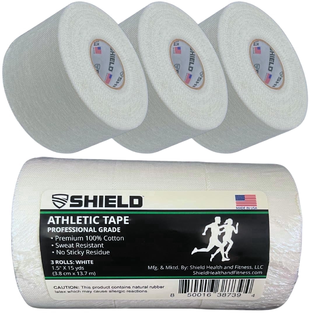 SHIELD Athletic Tape 3 - Pack | 1.5 Inches x 15 Yards | Made in USA - Shield Health & Fitness