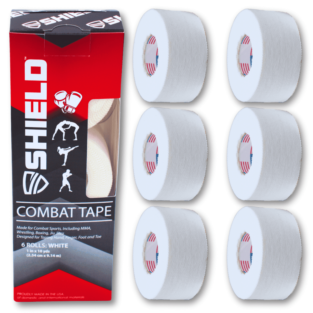SHIELD Combat Tape | Boxing Tape for Hands, USA Made, Athletic Tape 1 inch, Easy - Tear, 1" Inch x 10 Yards, 6 Pack, Boxing MMA, Muay Thai, White - Shield Health & Fitness