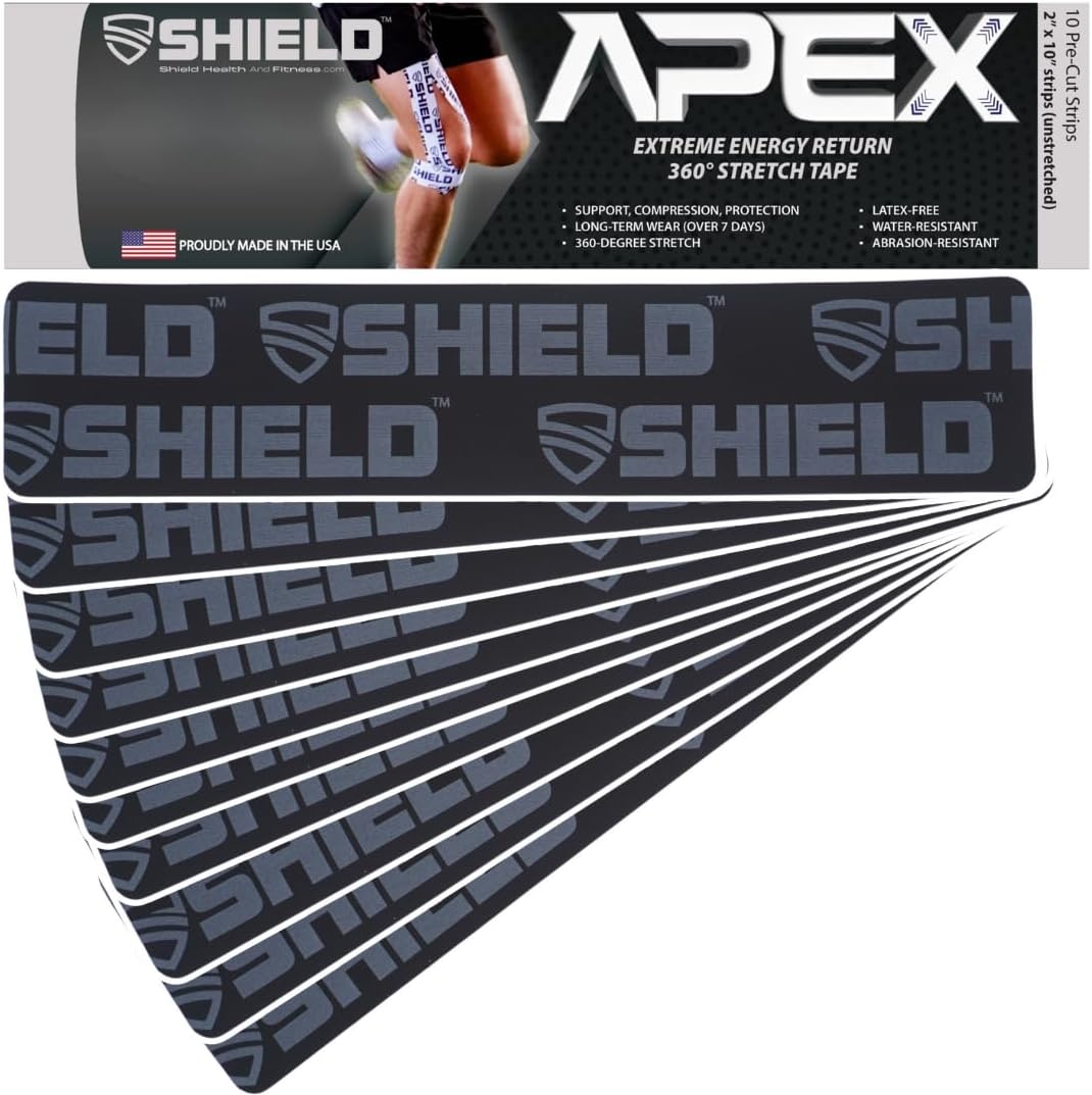 SHIELD Kinesiology Tape - 10 Pre-Cut Strips - Shield Health &amp; Fitness