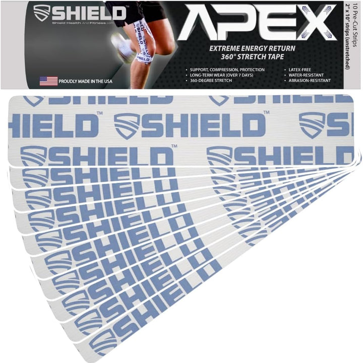 SHIELD Kinesiology Tape - 10 Pre-Cut Strips - Shield Health &amp; Fitness