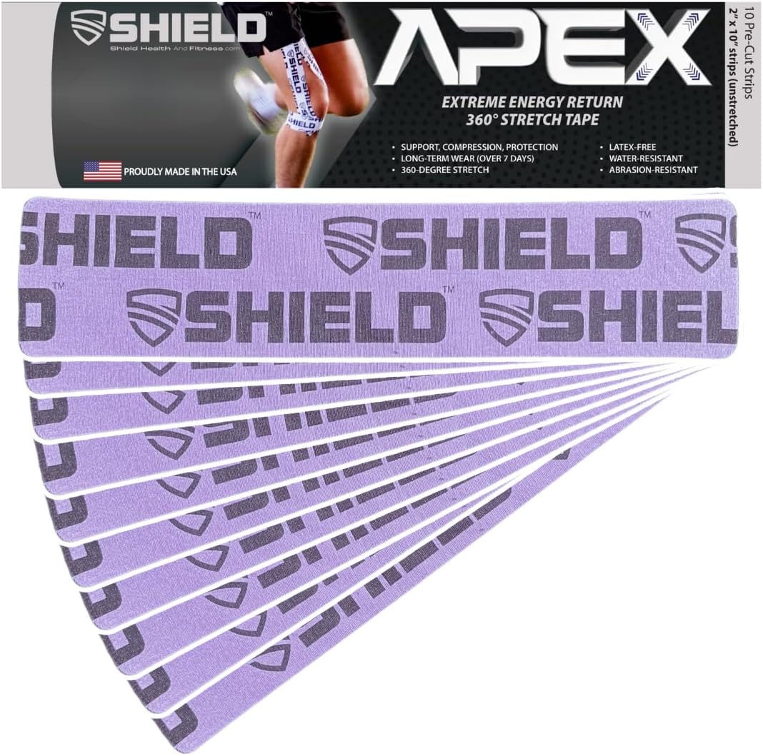 SHIELD Kinesiology Tape - 10 Pre-Cut Strips - Shield Health &amp; Fitness