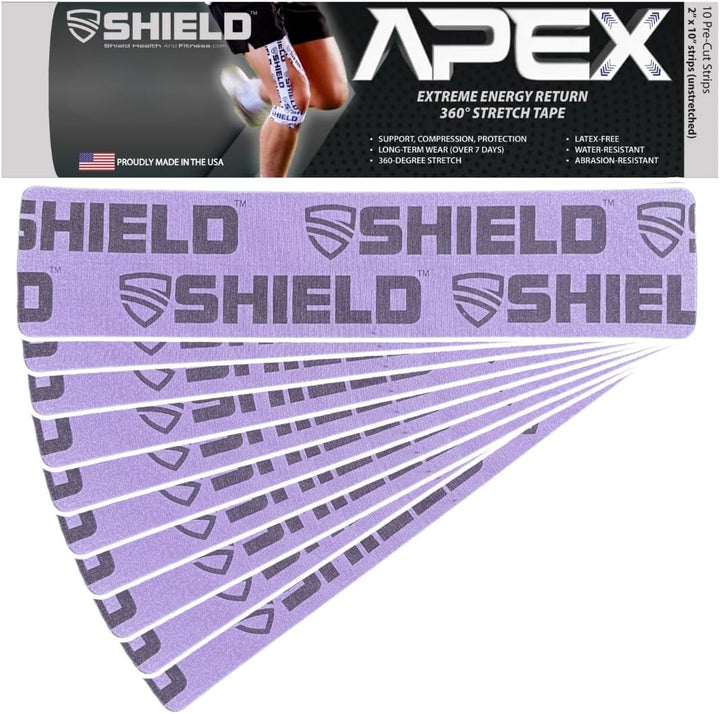 SHIELD Kinesiology Tape - 10 Pre-Cut Strips - Shield Health &amp; Fitness