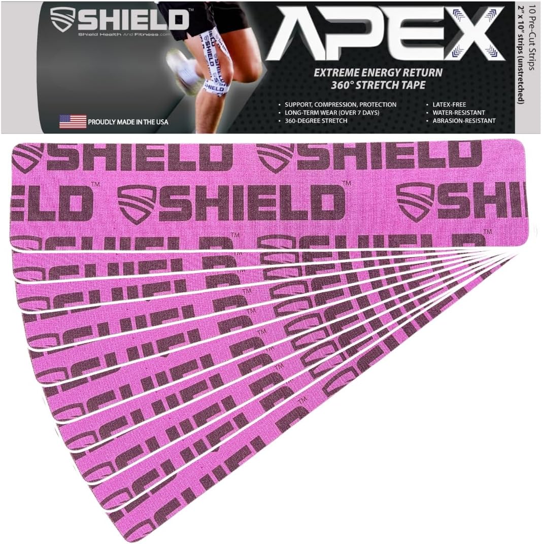 SHIELD Kinesiology Tape - 10 Pre-Cut Strips - Shield Health &amp; Fitness