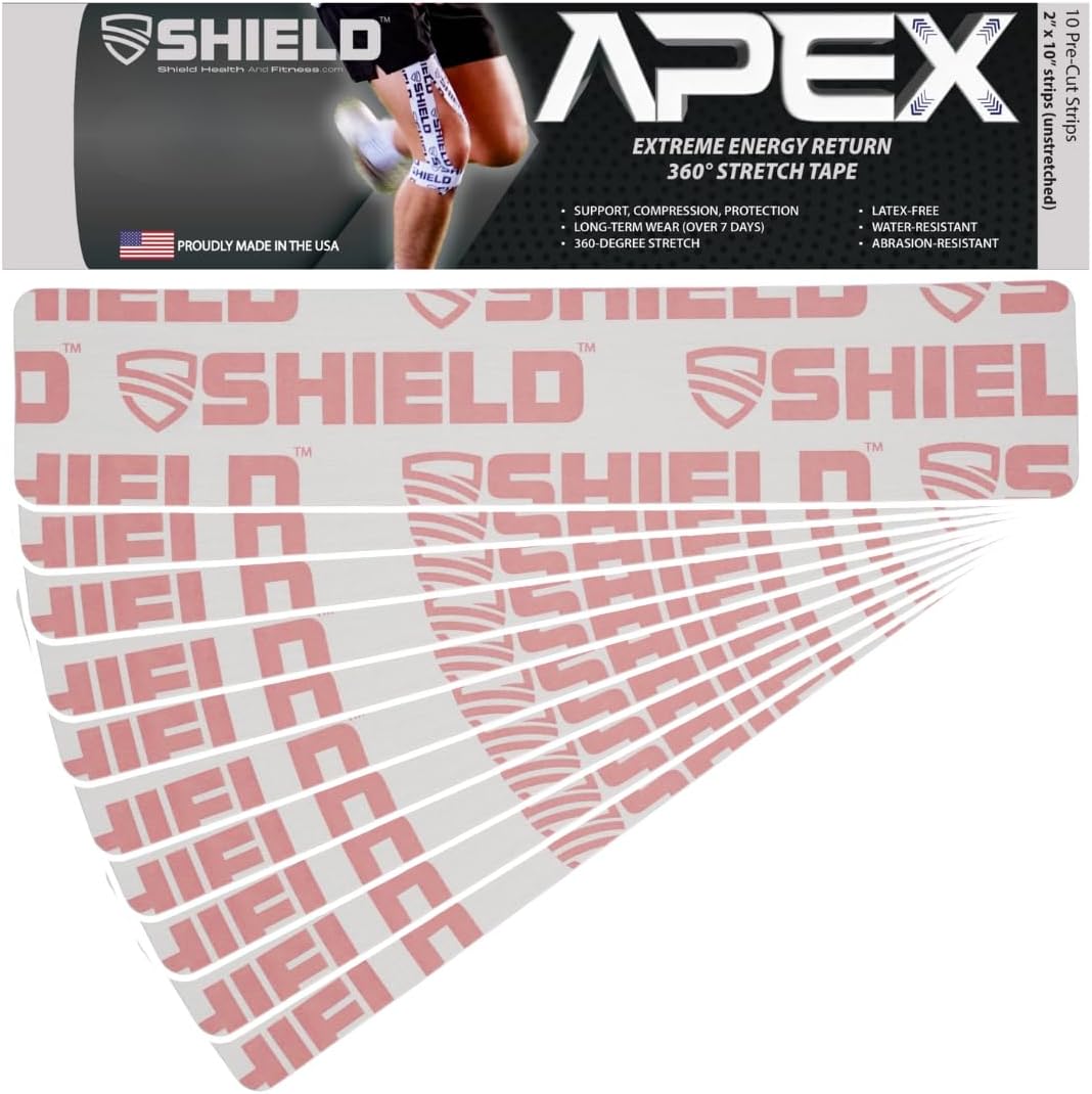 SHIELD Kinesiology Tape - 10 Pre-Cut Strips - Shield Health & Fitness